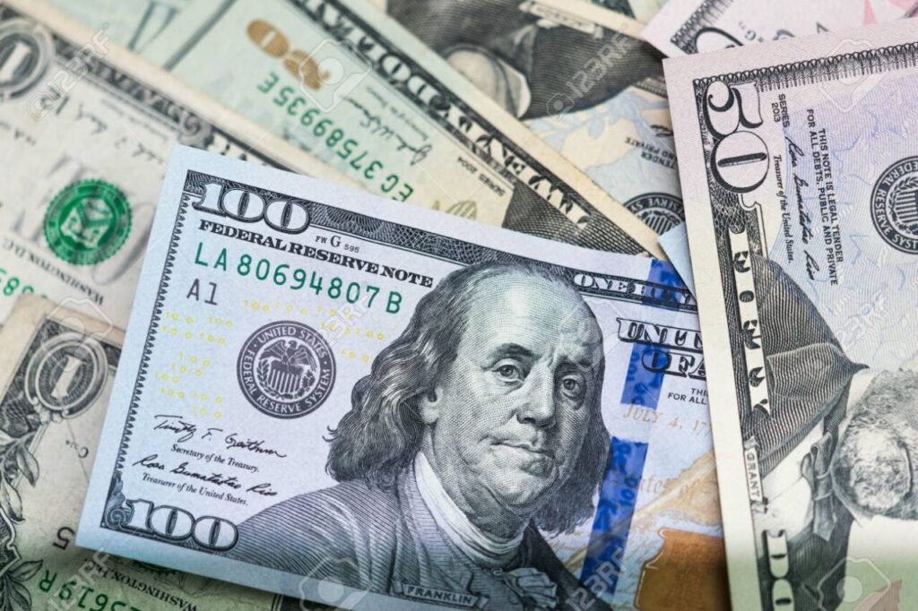 close up of USA banknotes, 100 us dollar note, 50 us dollar notes, 20 us dollar notes