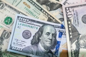 close up of USA banknotes, 100 us dollar note, 50 us dollar notes, 20 us dollar notes